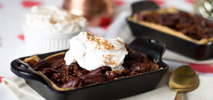 Abuelita Chocolate Pecan Pie with Cinnamon Whipped Cream