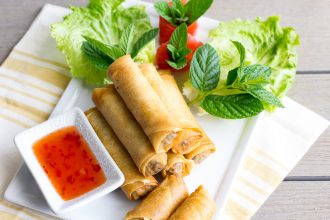Thai Chicken Spring Rolls- deep fried and perfect for a party.