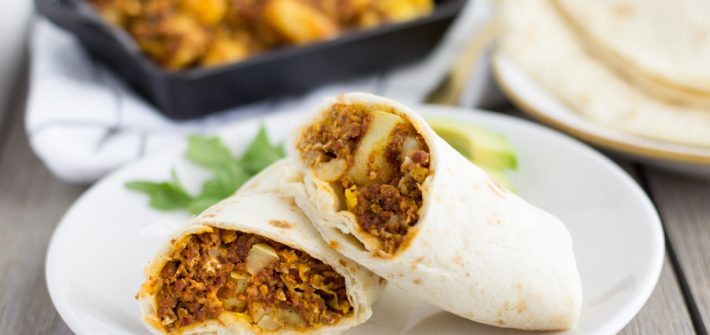 Chorizo Potato and Egg Burritos